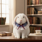 Elegant Lace Bunny Bib Collar – Blue Pleated Rabbit Neck Ruffle with Burgundy Bow