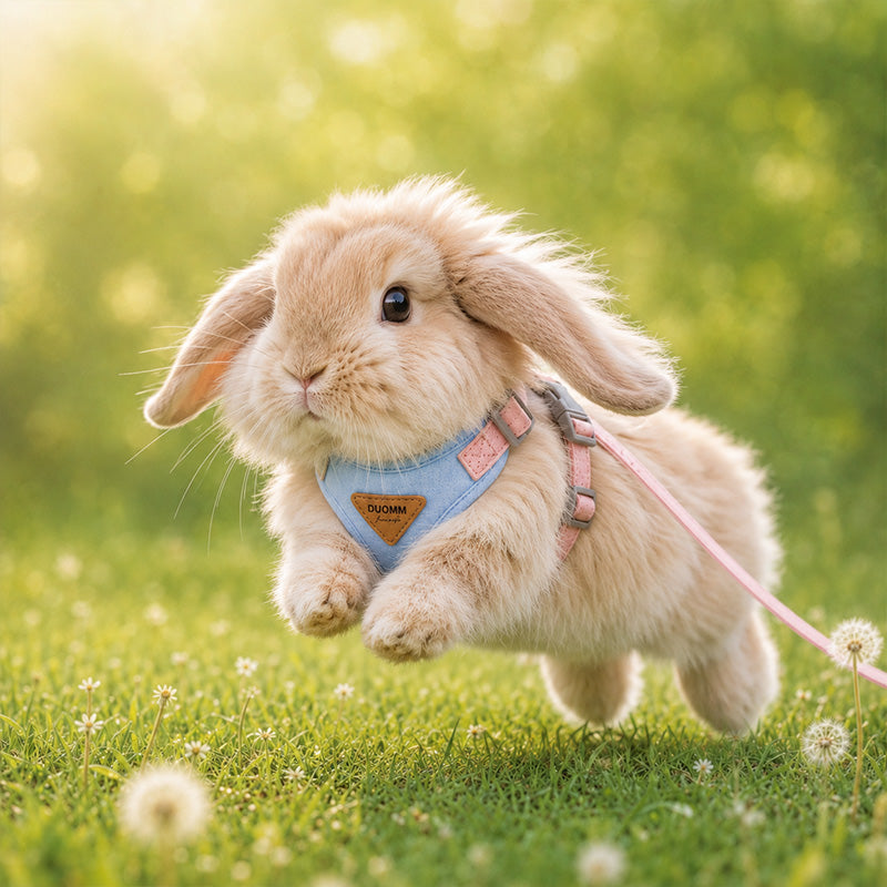 Adjustable Bunny Harness and Leash Set - Soft Vest Small Pet Walking Harness