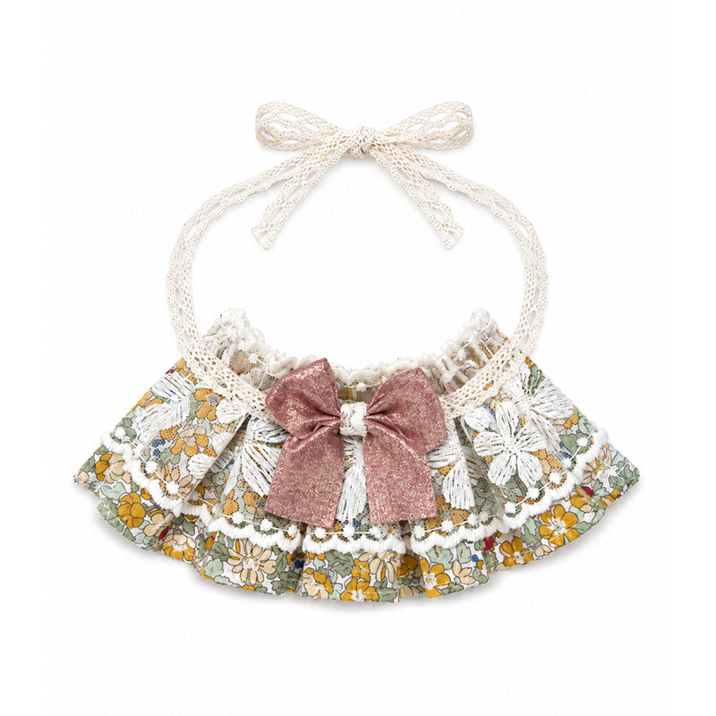 Cottagecore Floral Ruffle Bunny Bib, Lace Bow Pet Collar, Photo Prop Accessories for Rabbit
