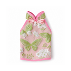 Pink Floral Rabbit Cheongsam Dress, Butterfly Embroidery Pet Outfit