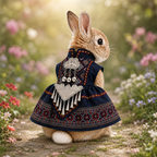 Chinese Ethnic Style Rabbit Dress, Bunny Clothes with Embroidered Trim, Festival Pet Costume