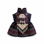 Chinese Ethnic Style Rabbit Dress, Bunny Clothes with Embroidered Trim, Festival Pet Costume