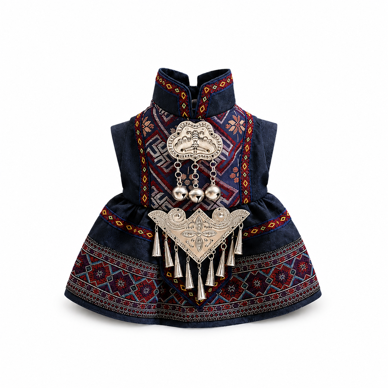 Chinese Ethnic Style Rabbit Dress, Bunny Clothes with Embroidered Trim, Festival Pet Costume