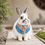 Chinese Ethnic Style Rabbit Bib, Bunny Bandana with Tassels, Small Pet Collar