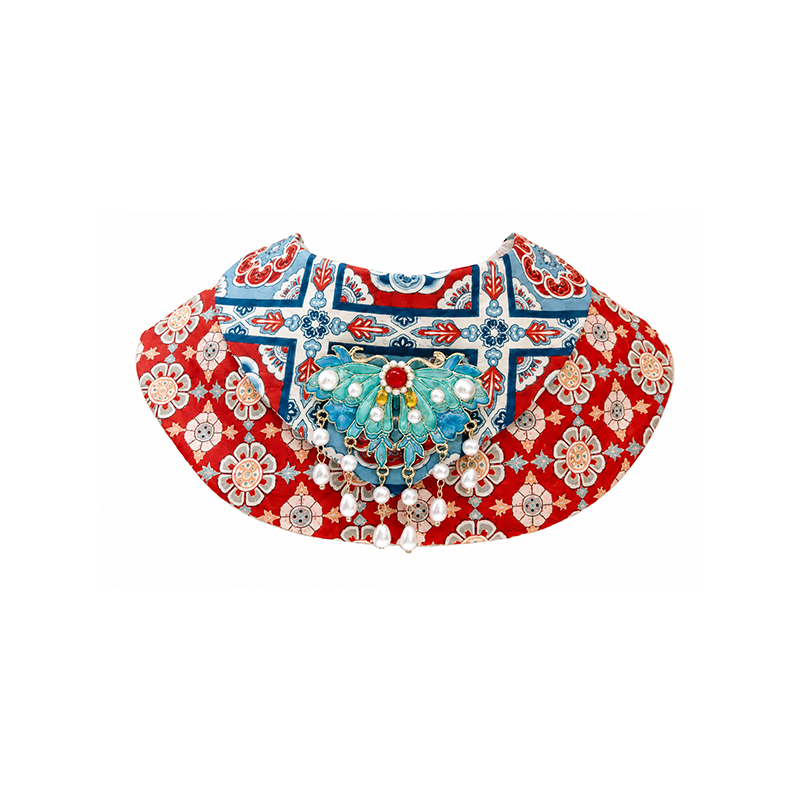 Chinese Ethnic Style Rabbit Bib, Bunny Bandana with Tassels, Small Pet Collar
