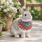Chinese Ethnic Style Rabbit Bib, Bunny Bandana with Tassels, Small Pet Collar