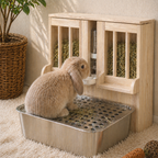 Wooden Rabbit Hay Feeder Standing Rack
