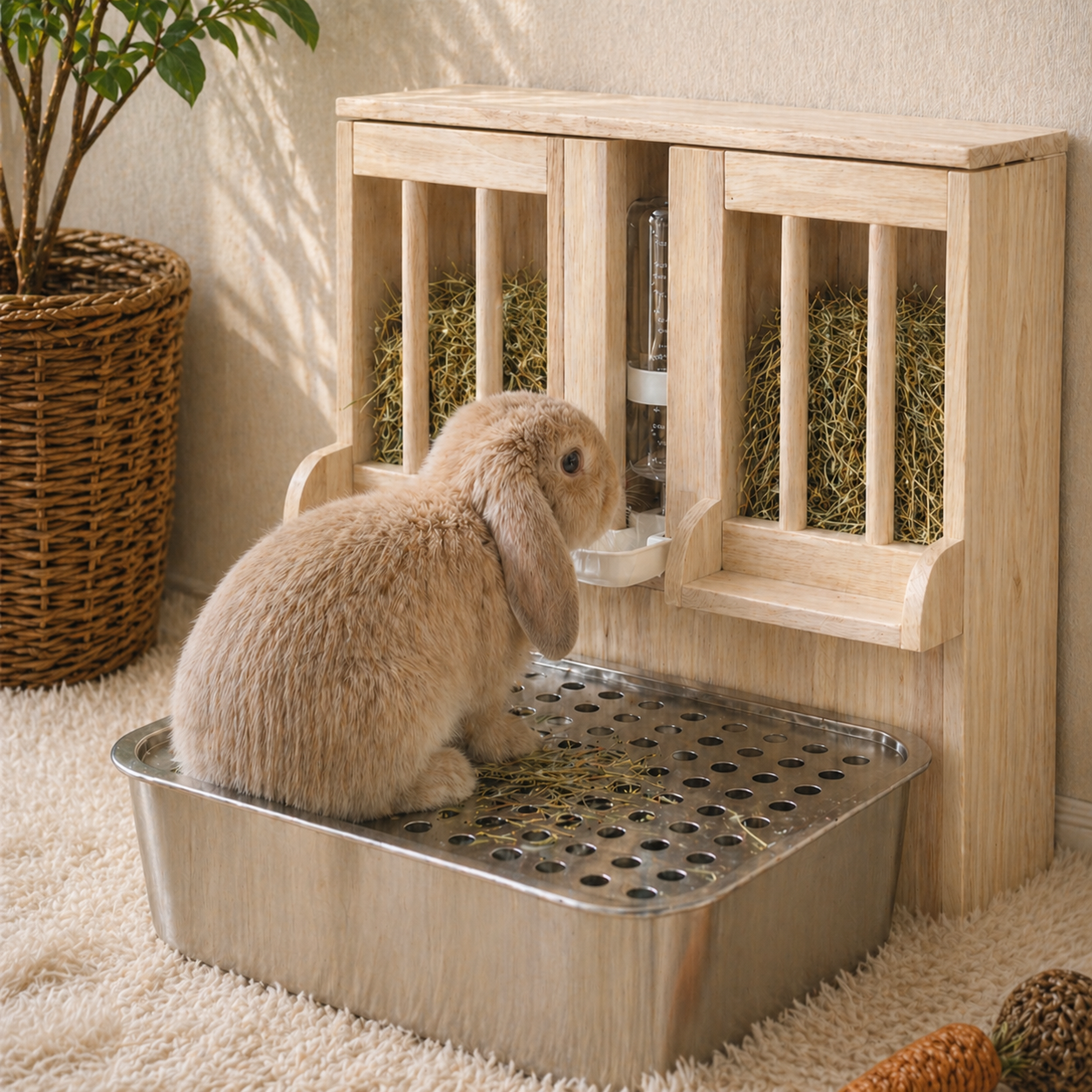 Wooden Rabbit Hay Feeder Standing Rack