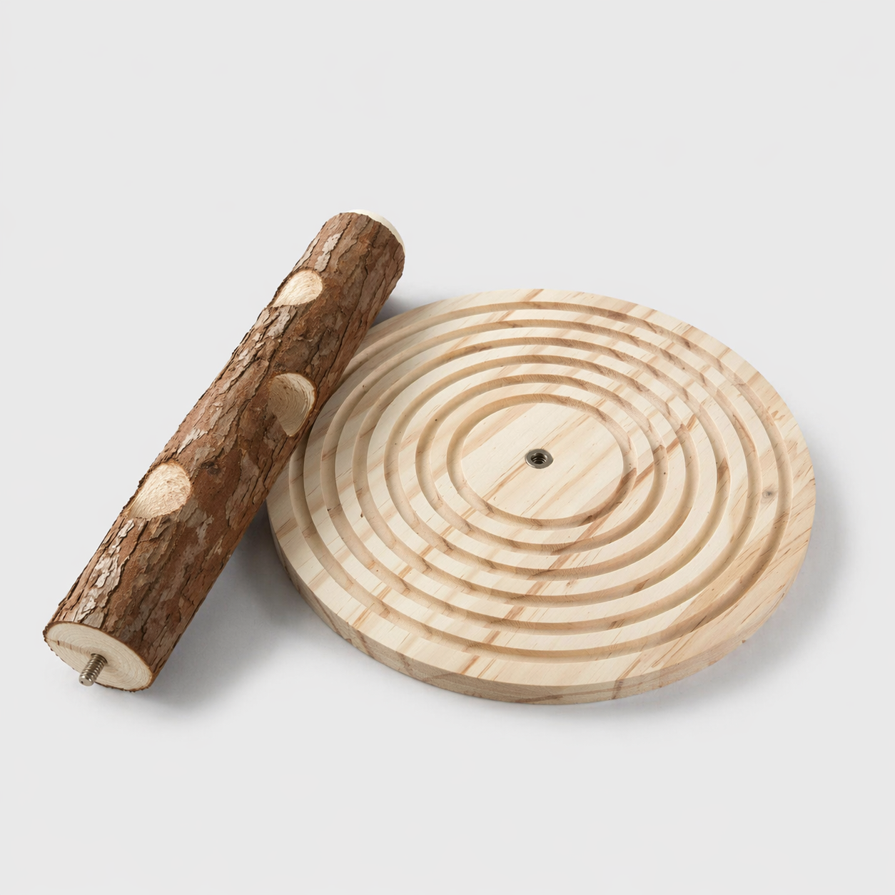 Natural Wood Bunny Treat Tree - Interactive Foraging Toy
