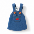 Denim Bunny Dress with Cherry Embroidery Rabbit Overalls Outfit