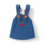 Denim Bunny Dress with Cherry Embroidery Rabbit Overalls Outfit