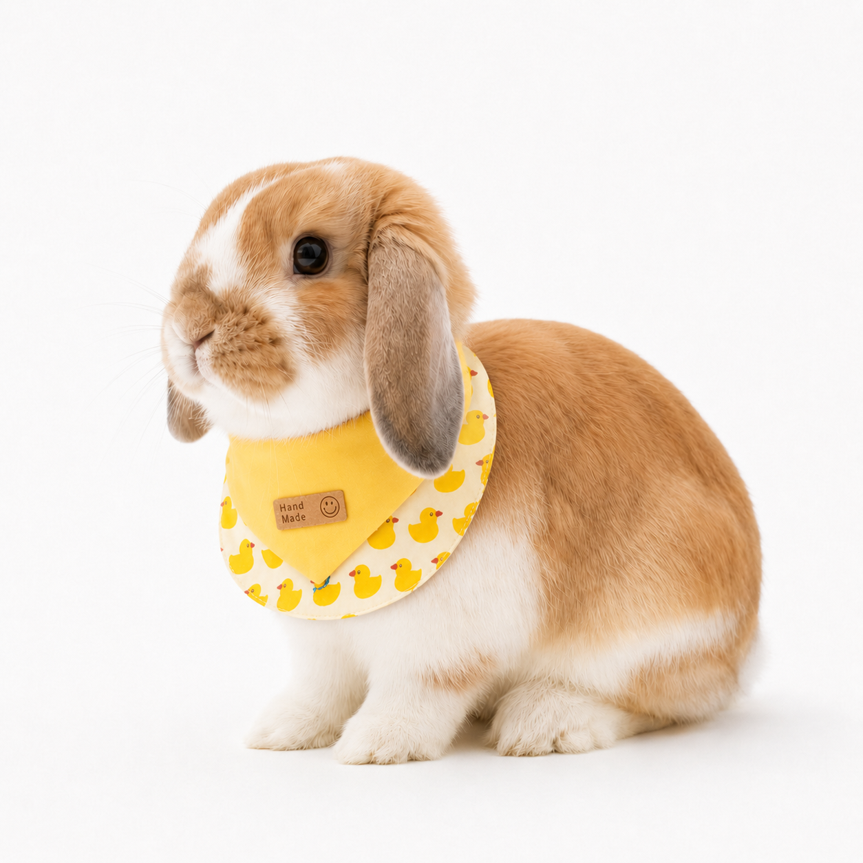 Rabbit Bandana Bib, Print Handmade Bunny Collar, Adjustable Snap Small Pet Bib
