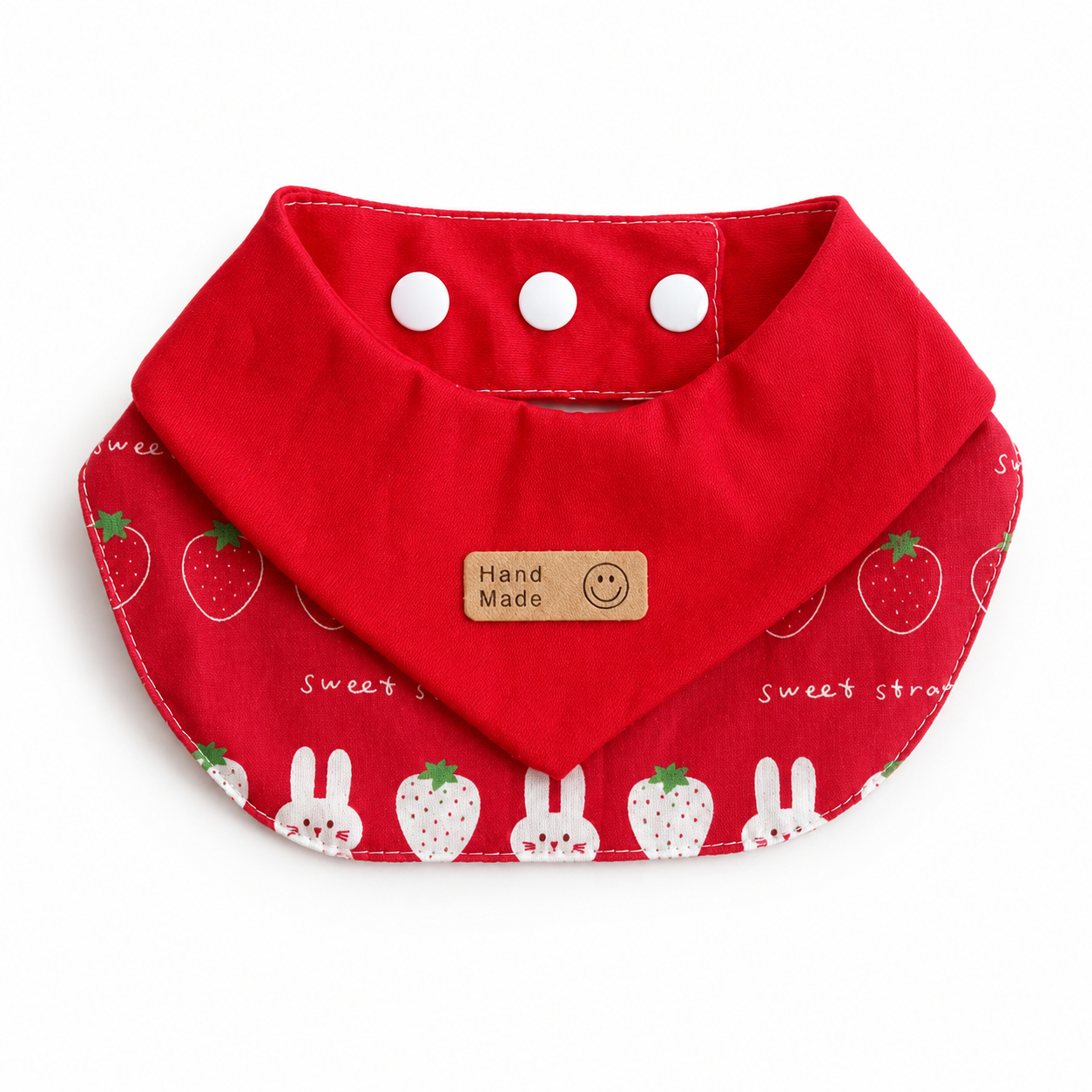 Rabbit Bandana Bib, Print Handmade Bunny Collar, Adjustable Snap Small Pet Bib