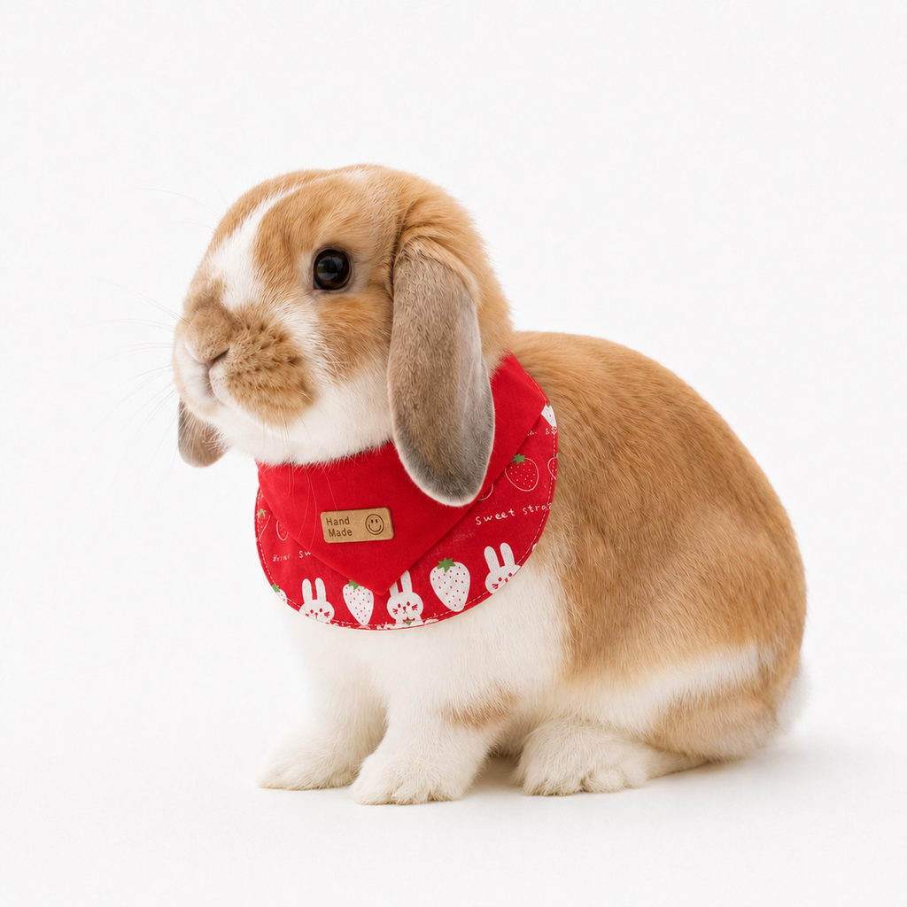 Rabbit Bandana Bib, Print Handmade Bunny Collar, Adjustable Snap Small Pet Bib