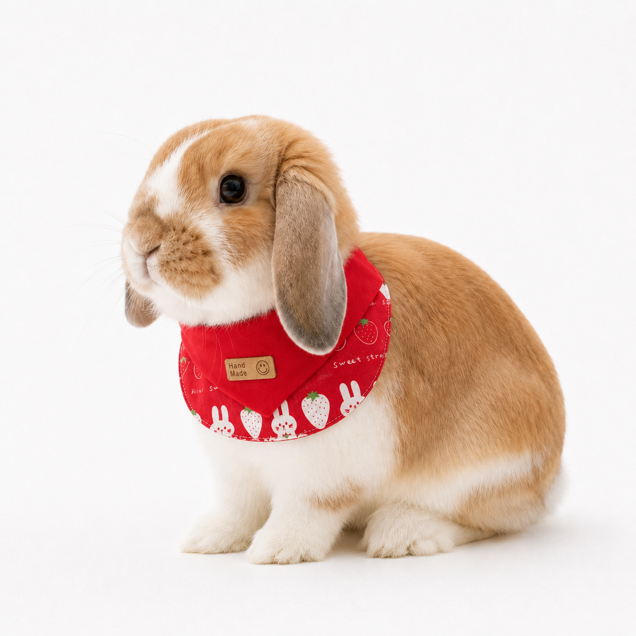 Rabbit Bandana Bib, Print Handmade Bunny Collar, Adjustable Snap Small Pet Bib