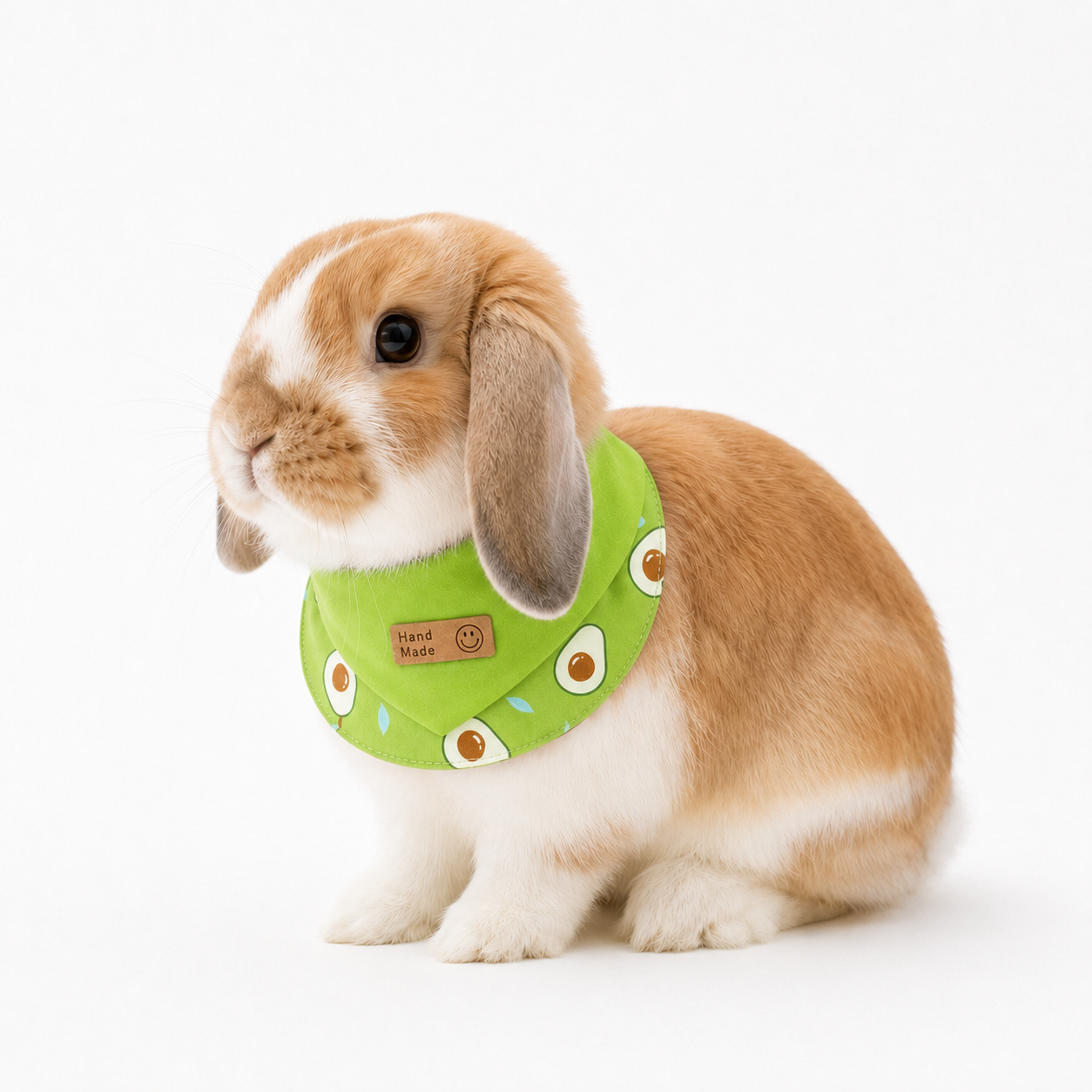 Rabbit Bandana Bib, Print Handmade Bunny Collar, Adjustable Snap Small Pet Bib