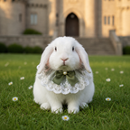Sage Green Lace Pet Rabbit Bib – Victorian Style Bunny Collar with Bow & Pearl