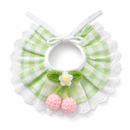 Cherry Blossom Gingham Bunny Bib Collar with Lace Trim – Cute Rabbit Neck Accessory