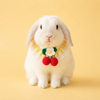 Yellow Plaid Bunny Bandana with Crochet Flower – Adjustable Lace Pet Rabbit Collar – Cherry Picnic Aesthetic