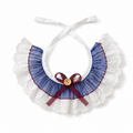 Elegant Lace Bunny Bib Collar – Blue Pleated Rabbit Neck Ruffle with Burgundy Bow