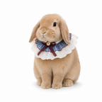Elegant Lace Bunny Bib Collar – Blue Pleated Rabbit Neck Ruffle with Burgundy Bow