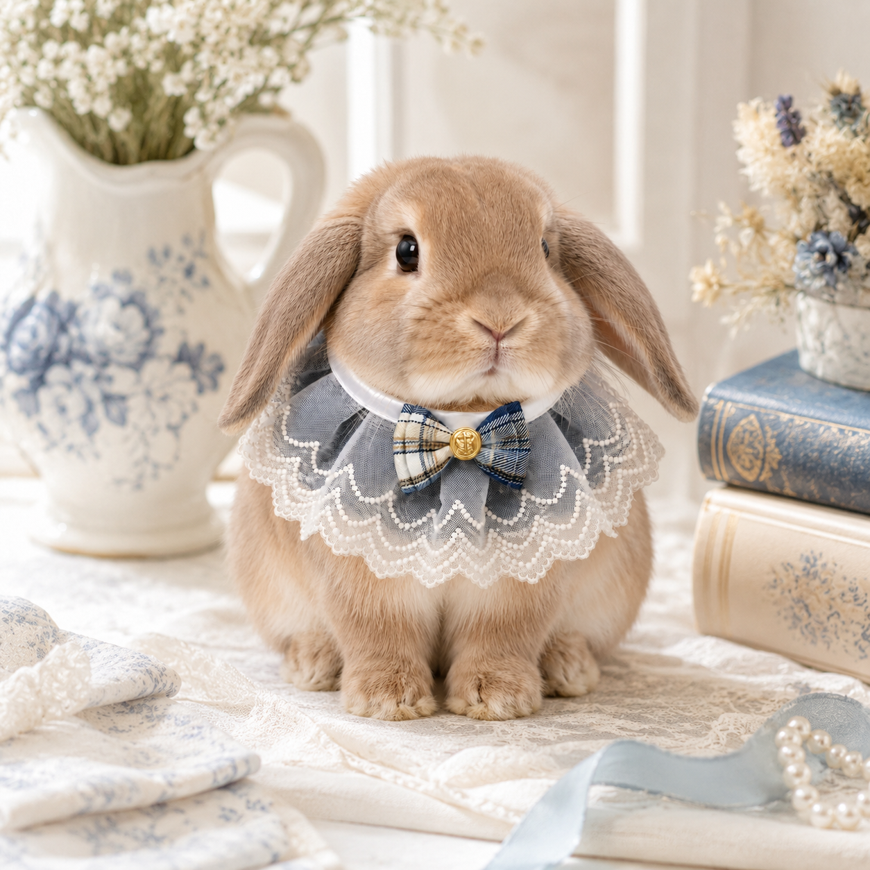 Pet Rabbit Accessory Lace Bib – Fancy Dress Up Collar for Bunnies and Small Pets