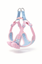 Blue and Pink Plaid Rabbit Chest Harness with Pink Bow