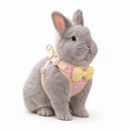 Blue and Pink Plaid Rabbit Chest Harness with Pink Bow