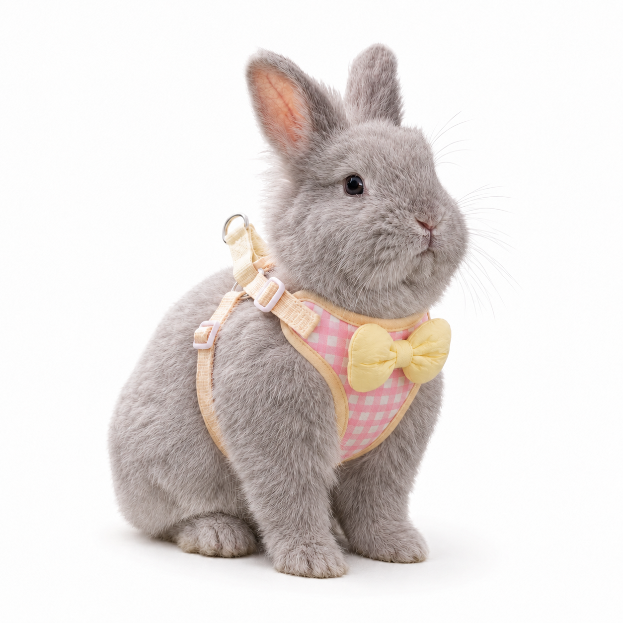 Blue and Pink Plaid Rabbit Chest Harness with Pink Bow