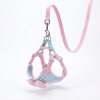 Blue and Pink Plaid Rabbit Chest Harness with Pink Bow