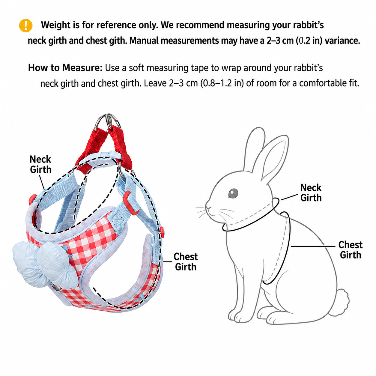 Blue and Pink Plaid Rabbit Chest Harness with Pink Bow