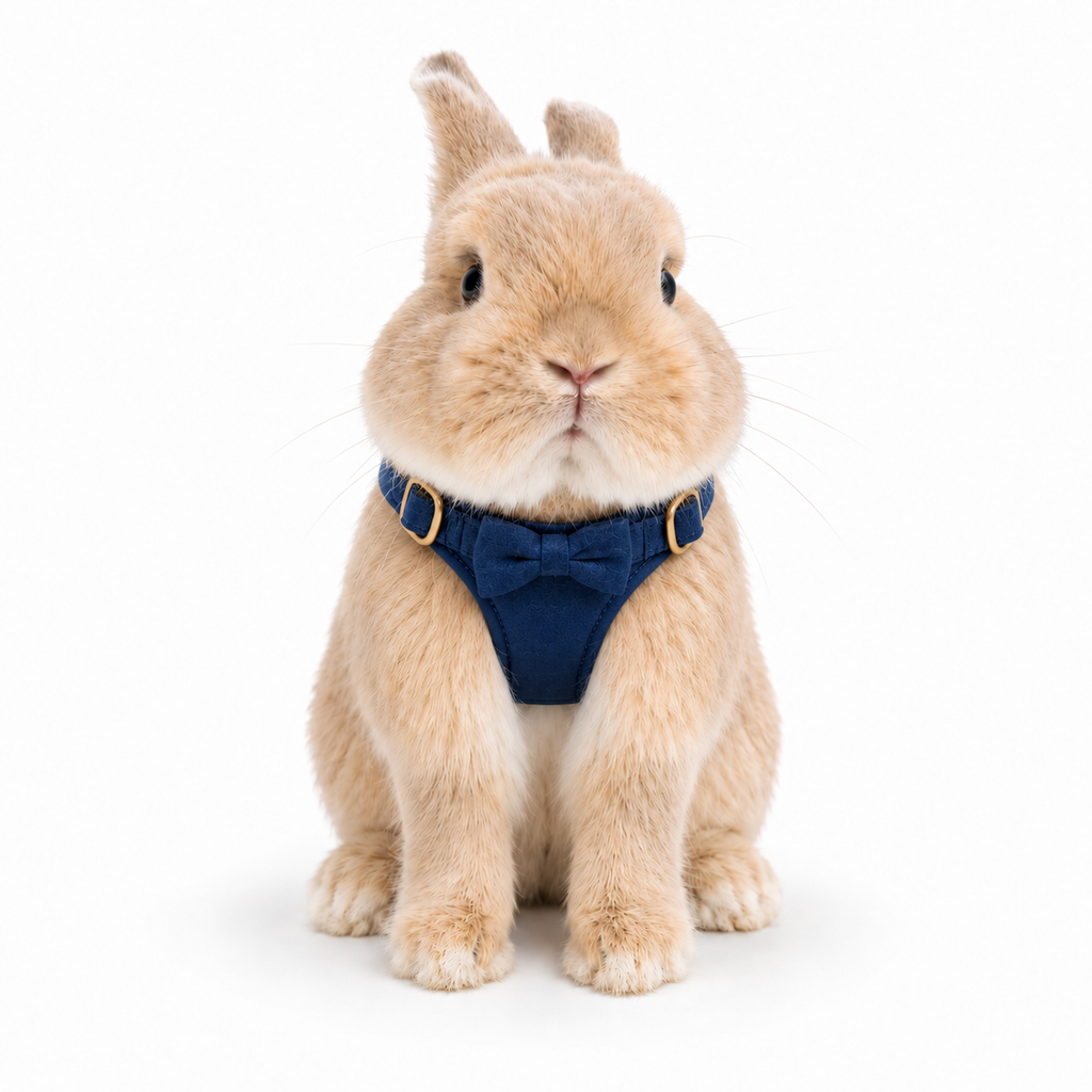 Soft Faux Suede Rabbit Harness Set with Bow | Adjustable Leash for Small Pets