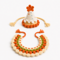 Handmade Crochet Bunny Hat and Bib Set – Cute Carrot Knit Rabbit Costume for Easter, Birthday, Photoshoot, Small Pet Accessories