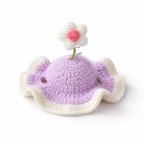 Striped Rabbit Dress and Crochet Flower Hat Set
