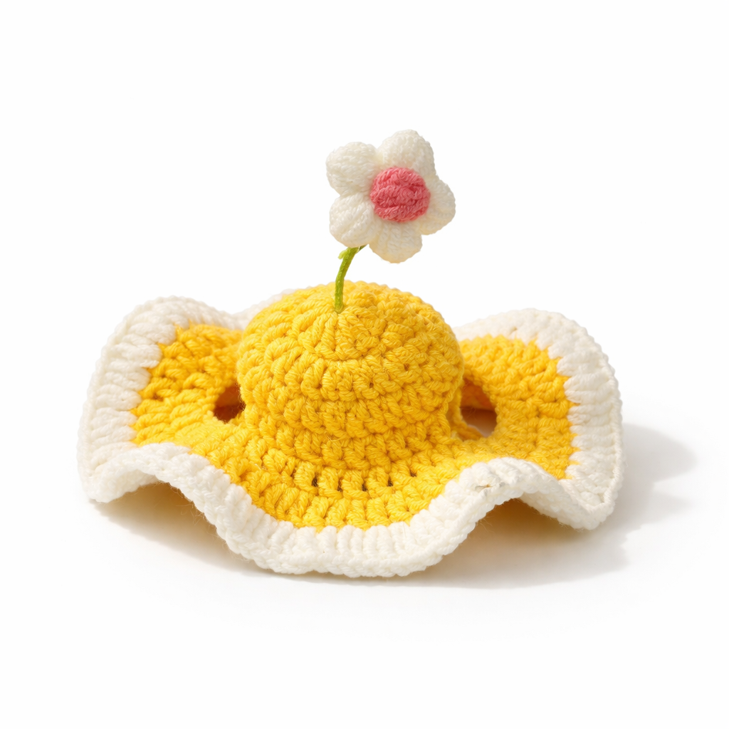 Striped Rabbit Dress and Crochet Flower Hat Set