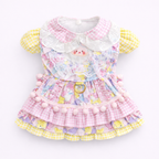 Kawaii Gingham Pet Bunny Dress & Matching Beaded Charm Bracelet Set – Pastel Lolita Style